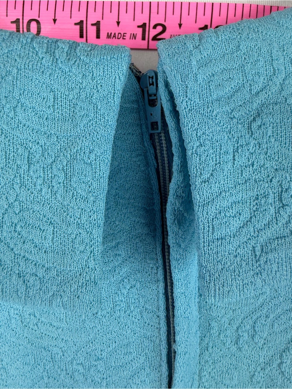 Dress vintage aqua Light Blue Textured Shift Dress with Peter Pan Collar - Picture 9 of 11